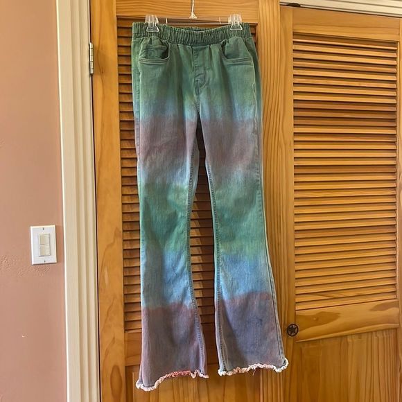 Bling Agogo Tye Died Wide Bottom Jeans, Size S/M - Picture 1 of 12